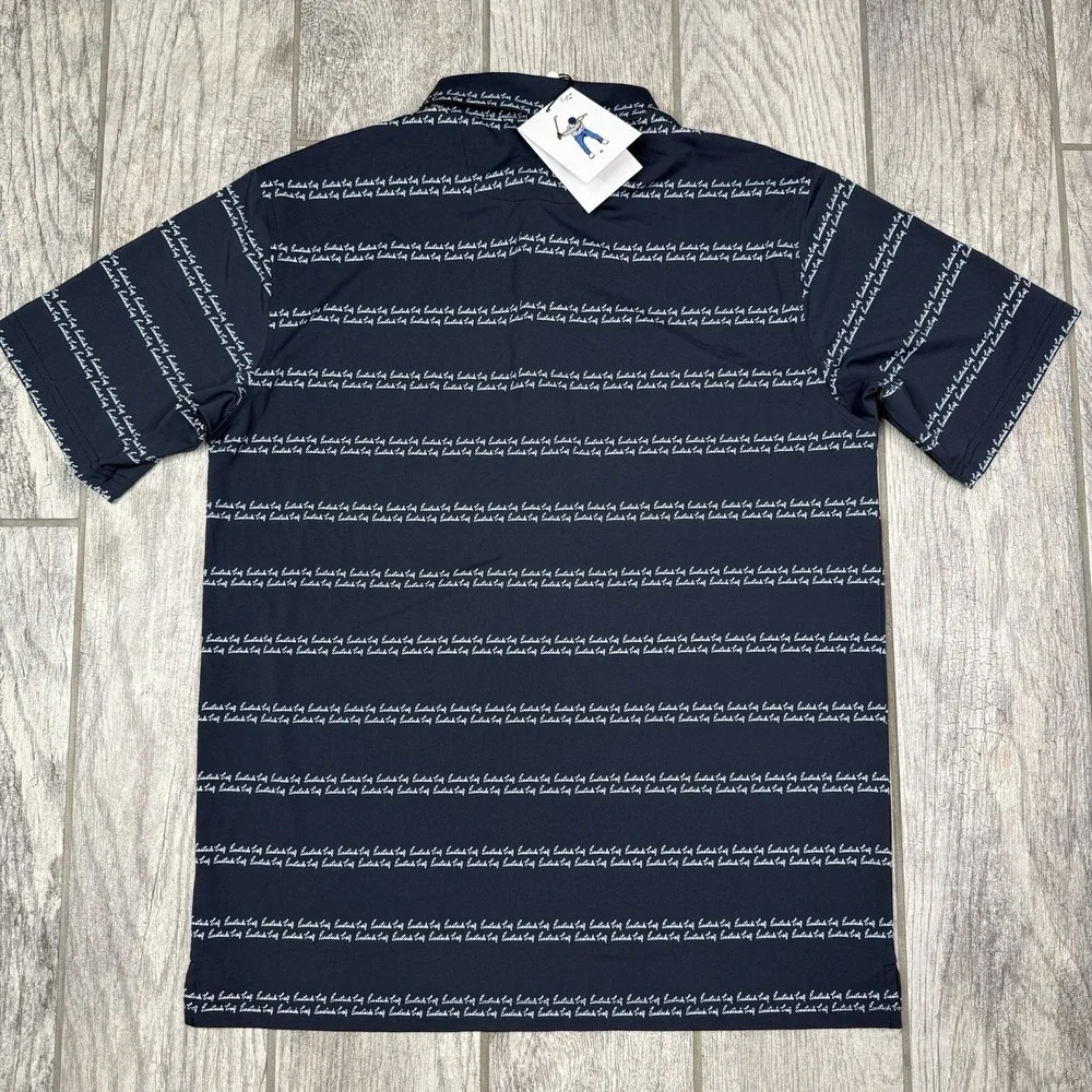 Eastside Golf Snap‎ Placket Polo Mens M Blue Logo AOP Short Sleeve Nylon Stretch